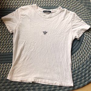 Brandy Melville White Bumblebee Tee